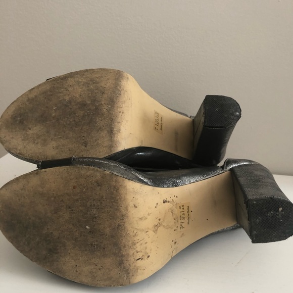 Silver Metallic and Black Peep Toe Booties - Picture 8 of 8